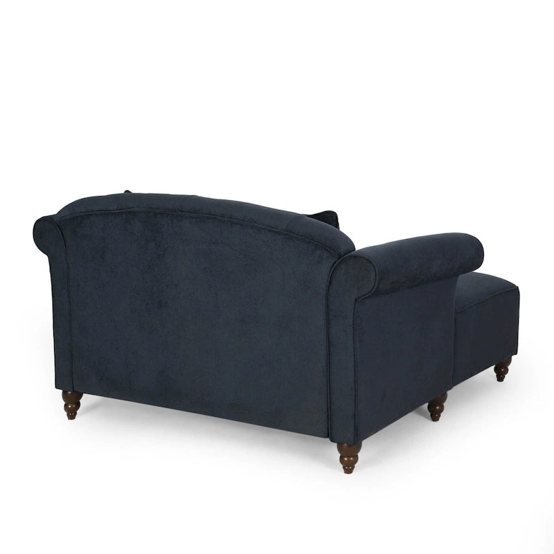 Charcoal 66 Upholstered Loveseat Chaise Lounge Chair with Birch Legs