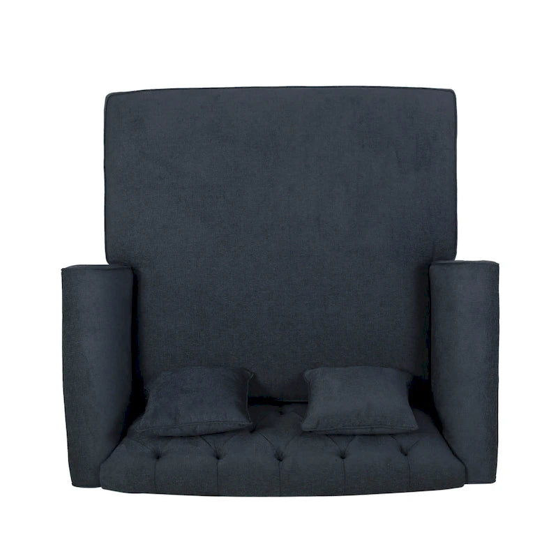Charcoal 66 Upholstered Loveseat Chaise Lounge Chair with Birch Legs