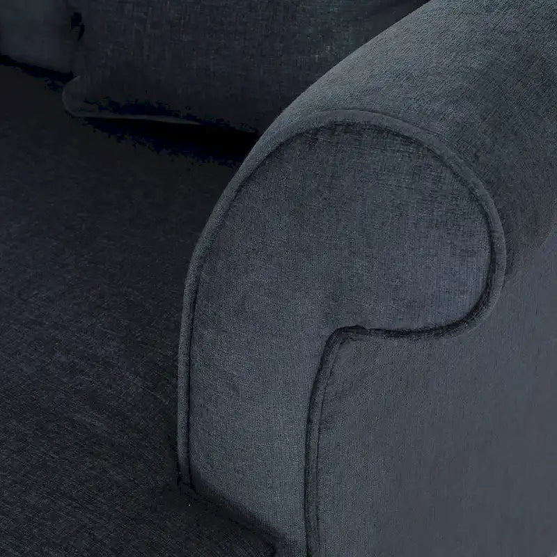 Charcoal 66 Upholstered Loveseat Chaise Lounge Chair with Birch Legs