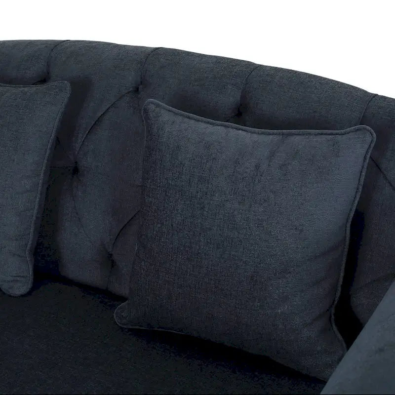 Charcoal 66 Upholstered Loveseat Chaise Lounge Chair with Birch Legs