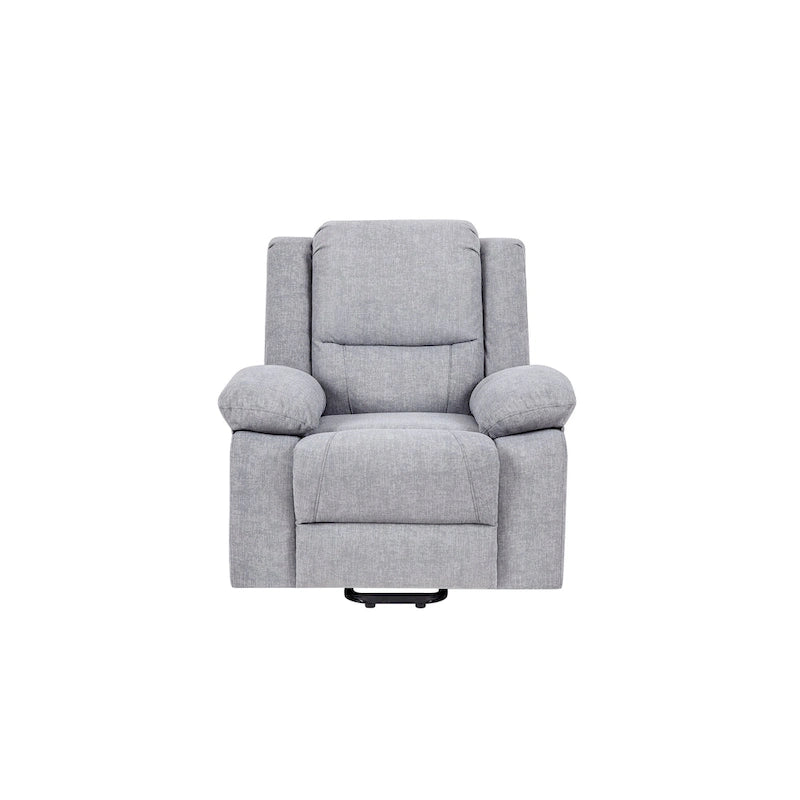 Light Grey Velvet Power Lift Recliner Chair with Massage Points, Lumbar Heating, and Storage Pocket