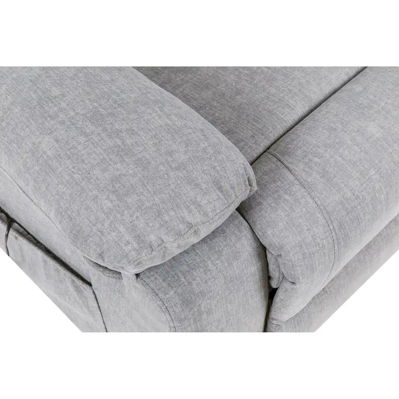 Light Grey Velvet Power Lift Recliner Chair with Massage Points, Lumbar Heating, and Storage Pocket