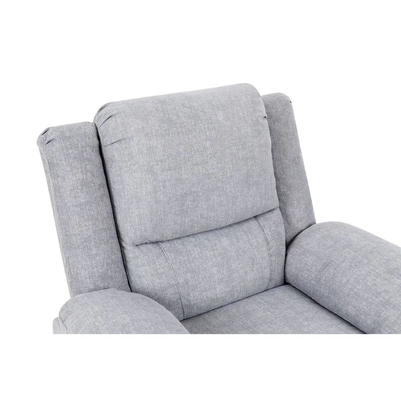 Light Grey Velvet Power Lift Recliner Chair with Massage Points, Lumbar Heating, and Storage Pocket