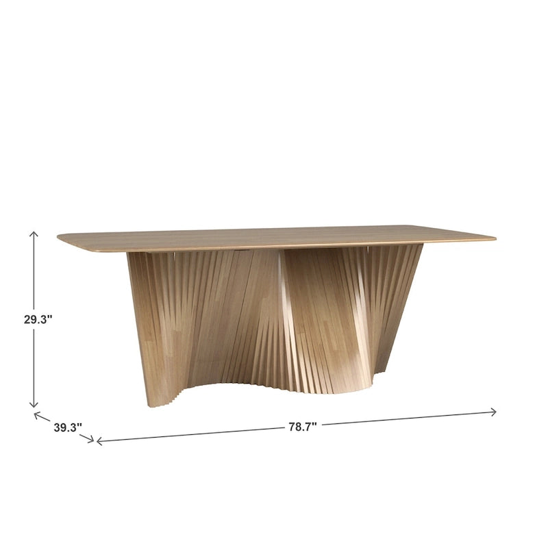 Wave Base Rubberwood Dining Table - 78.7W x 39.3D x 29.3H
