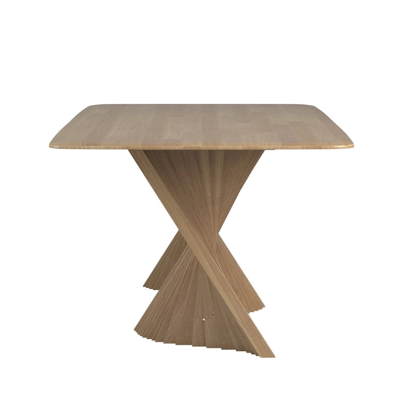 Wave Base Rubberwood Dining Table - 78.7W x 39.3D x 29.3H