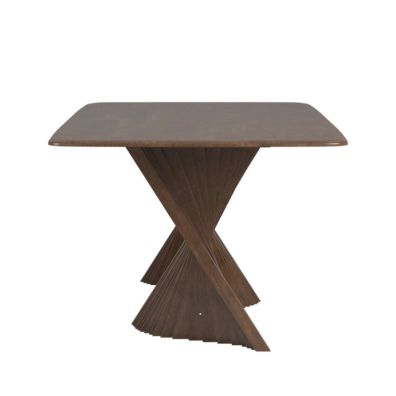 Wave Base Rubberwood Dining Table - 78.7W x 39.3D x 29.3H