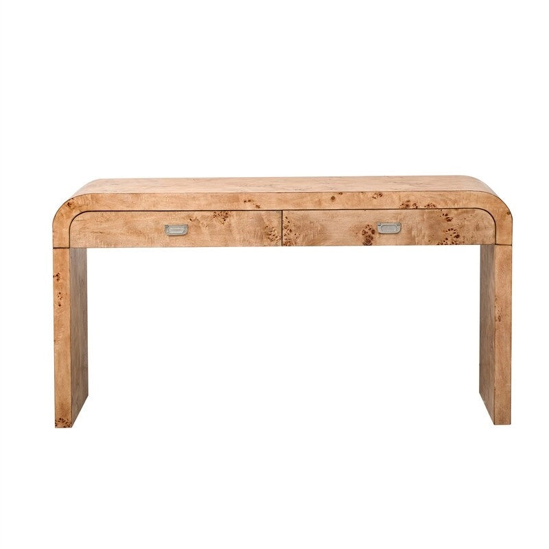 Retro Style Console Table with 2 Storage Drawers, Modern Entryway Table Sofa Table with Sleek Minimalist Legs for Living Room