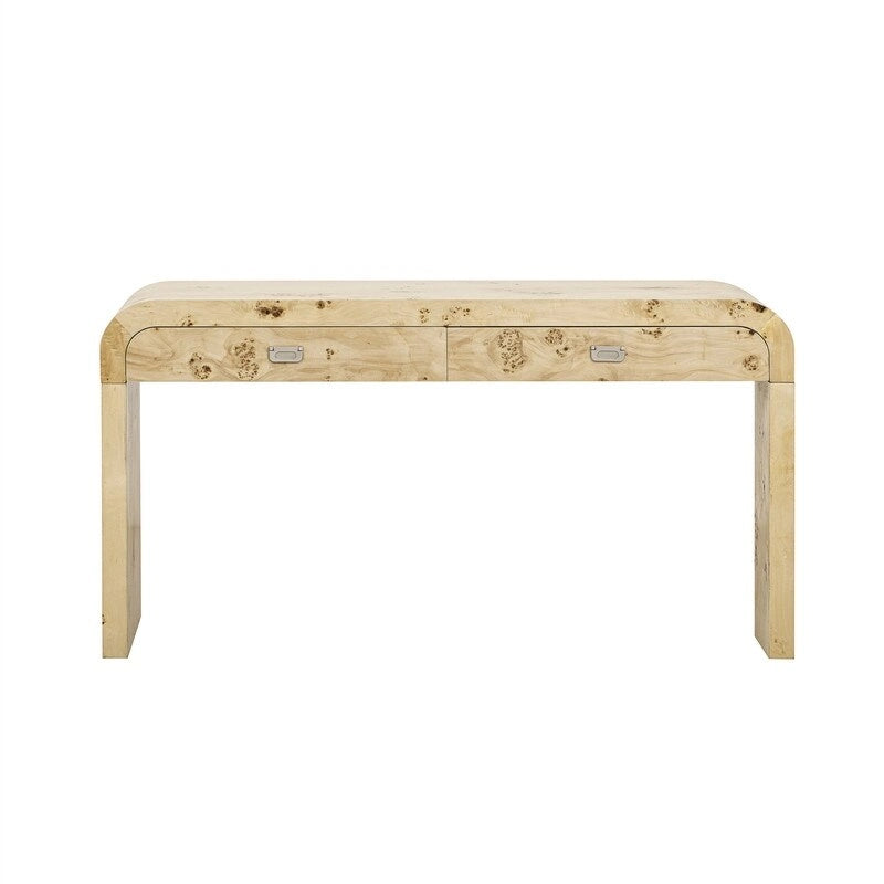 Retro Style Console Table with 2 Storage Drawers, Modern Entryway Table Sofa Table with Sleek Minimalist Legs for Living Room