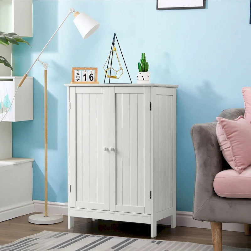 Bathroom Floor Storage Cabinet with Double Door