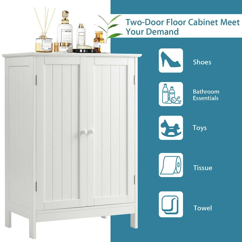 Bathroom Floor Storage Cabinet with Double Door