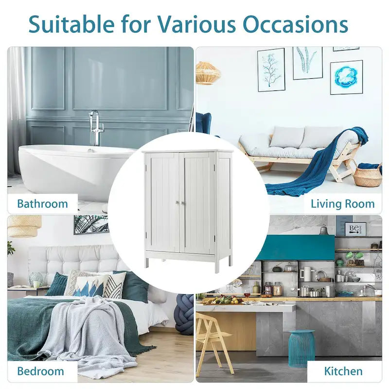 Bathroom Floor Storage Cabinet with Double Door