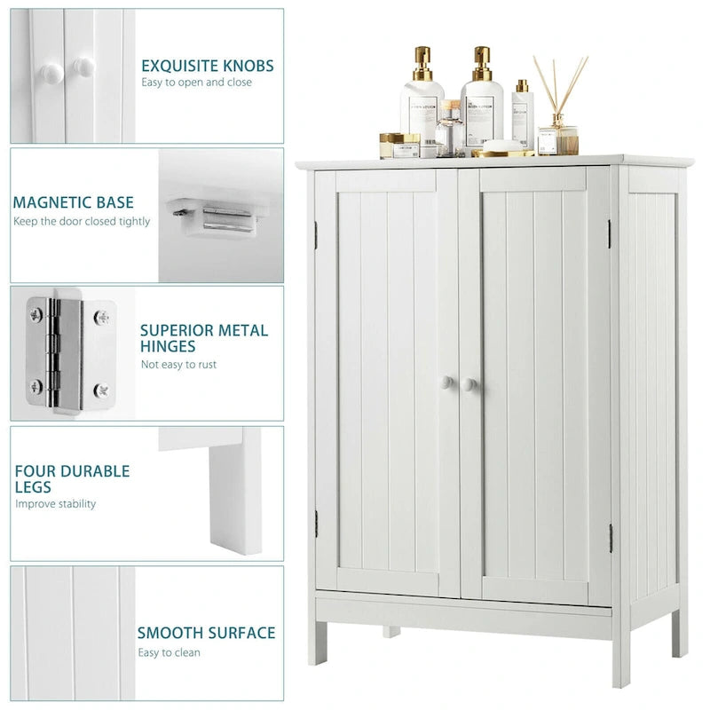 Bathroom Floor Storage Cabinet with Double Door