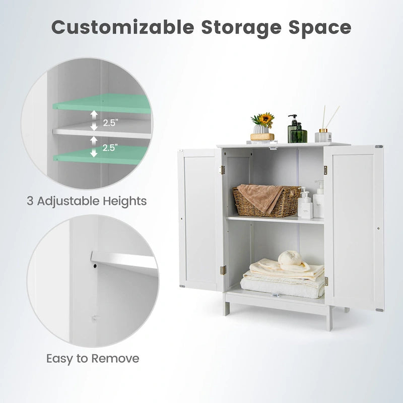 Bathroom Floor Storage Cabinet with Double Door