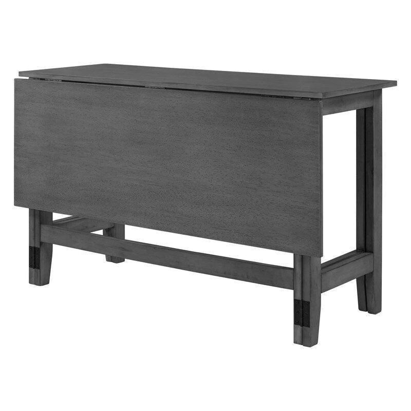 Rustic Drop-Leaf Dining Table  Space-Saving Farmhouse Design with Extendable Wood Top - 47.00in. W X36.00in.DX30.00in. H
