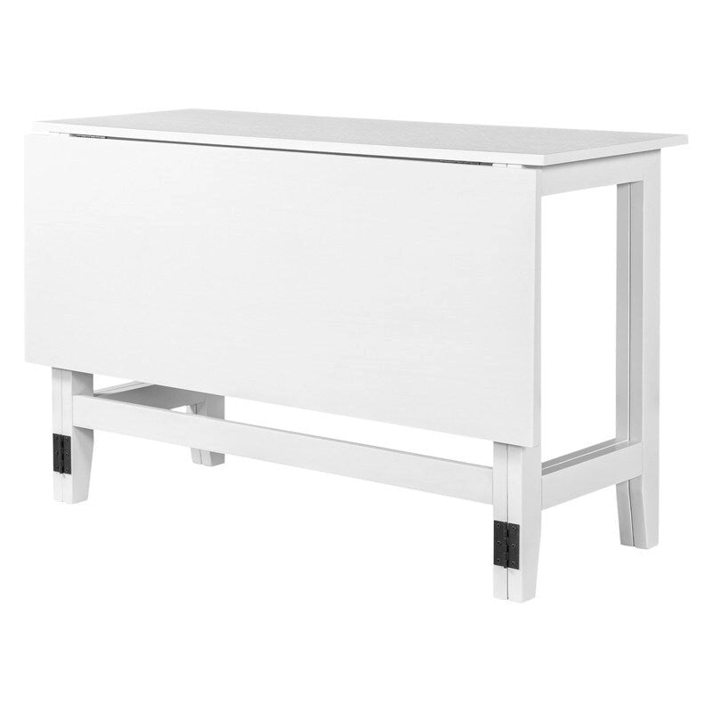 Rustic Drop-Leaf Dining Table  Space-Saving Farmhouse Design with Extendable Wood Top - 47.00in. W X36.00in.DX30.00in. H