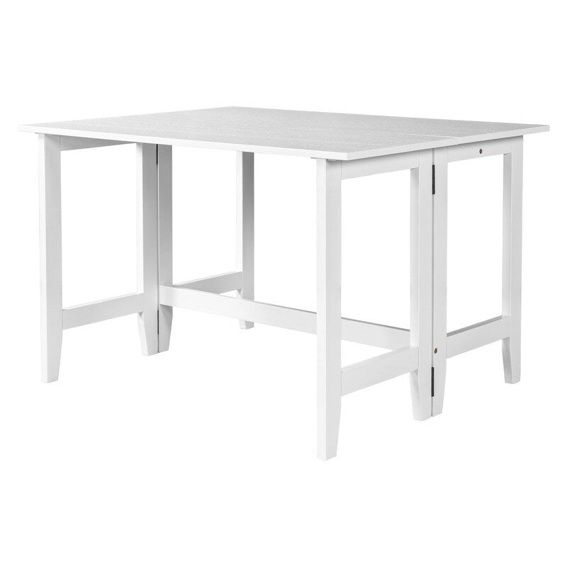 Rustic Drop-Leaf Dining Table  Space-Saving Farmhouse Design with Extendable Wood Top - 47.00in. W X36.00in.DX30.00in. H