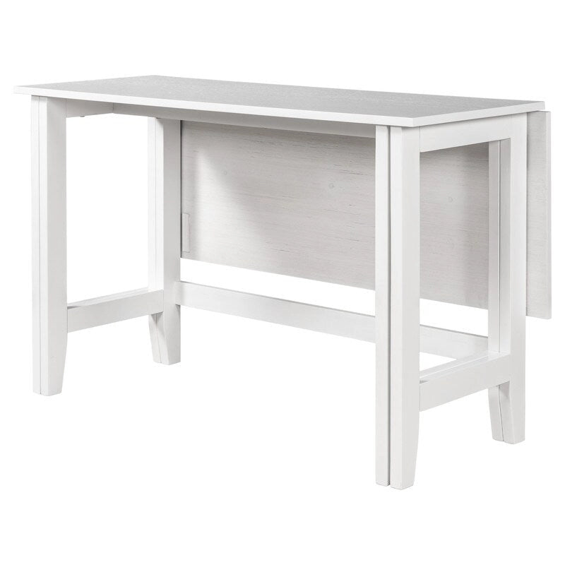 Rustic Drop-Leaf Dining Table  Space-Saving Farmhouse Design with Extendable Wood Top - 47.00in. W X36.00in.DX30.00in. H