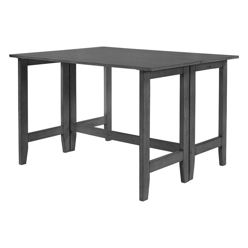 Rustic Drop-Leaf Dining Table  Space-Saving Farmhouse Design with Extendable Wood Top - 47.00in. W X36.00in.DX30.00in. H