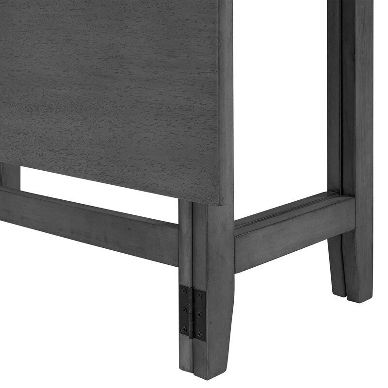 Rustic Drop-Leaf Dining Table  Space-Saving Farmhouse Design with Extendable Wood Top - 47.00in. W X36.00in.DX30.00in. H