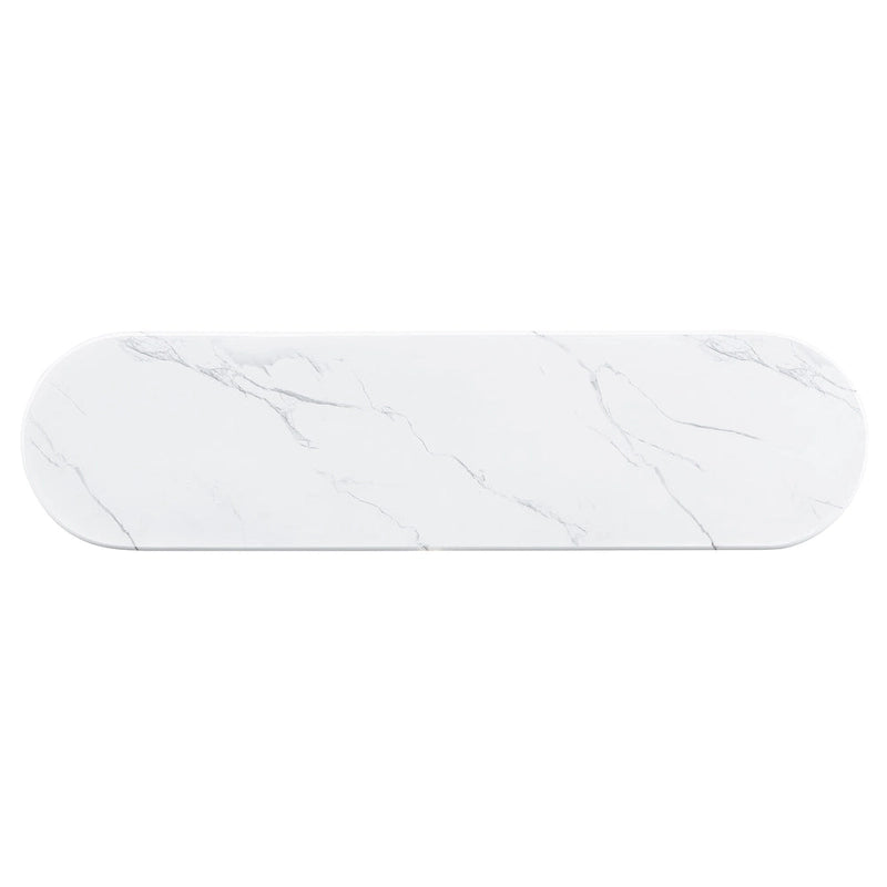 53.9-Inch Console Table with Faux Marble Top and Wood Base