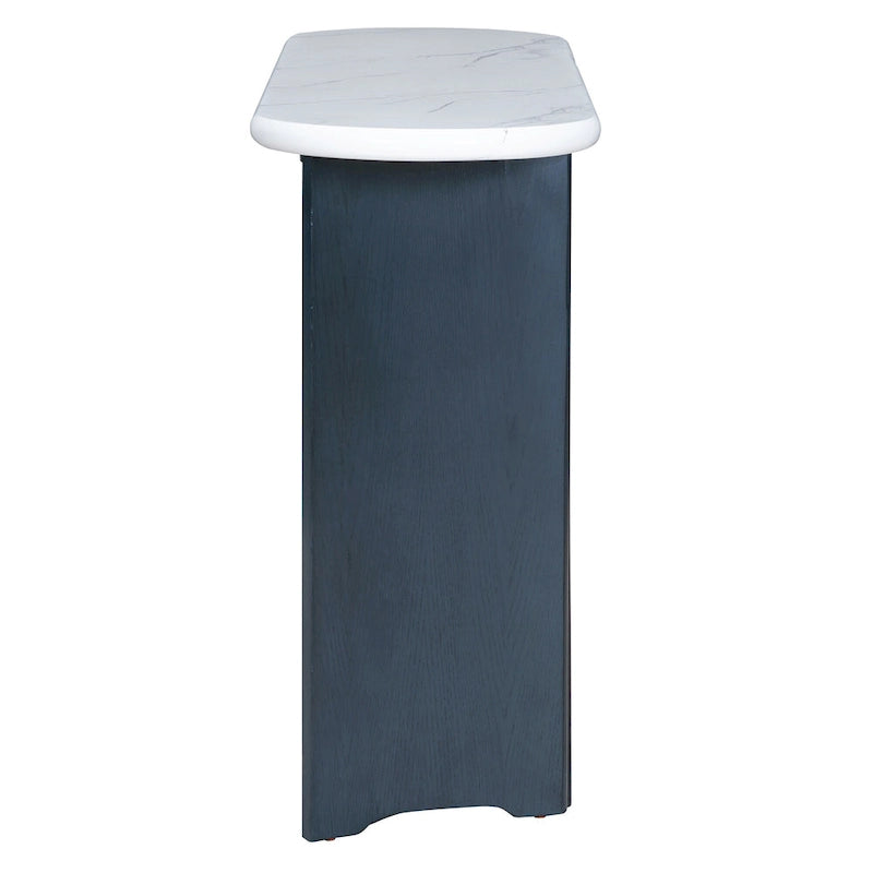 53.9-Inch Console Table with Faux Marble Top and Wood Base