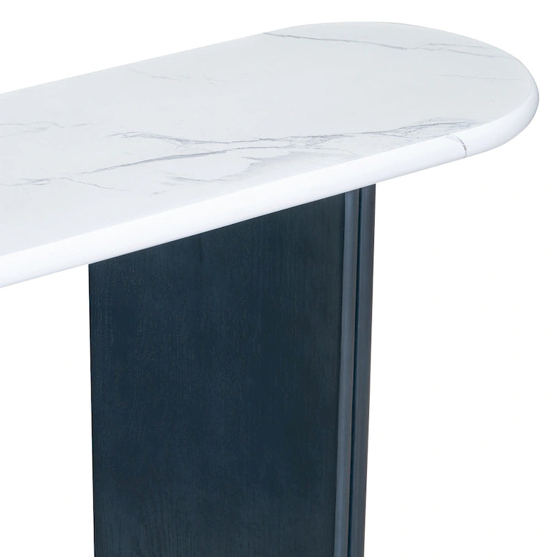 53.9-Inch Console Table with Faux Marble Top and Wood Base