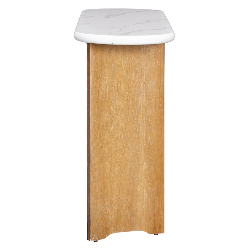 53.9-Inch Console Table with Faux Marble Top and Wood Base