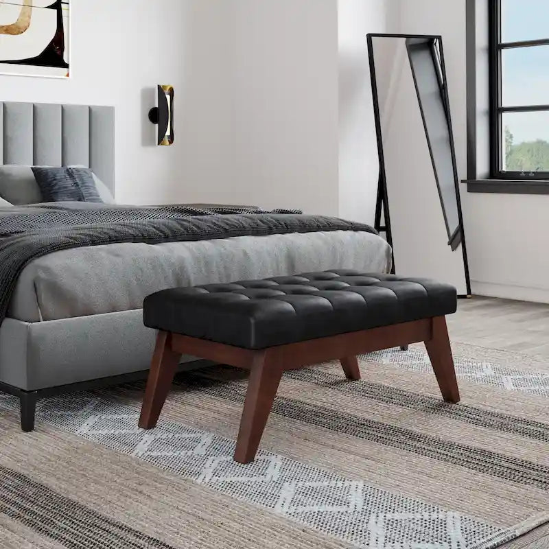 40-Inch Mid-Century Modern Tufted Rectangle Ottoman Bench