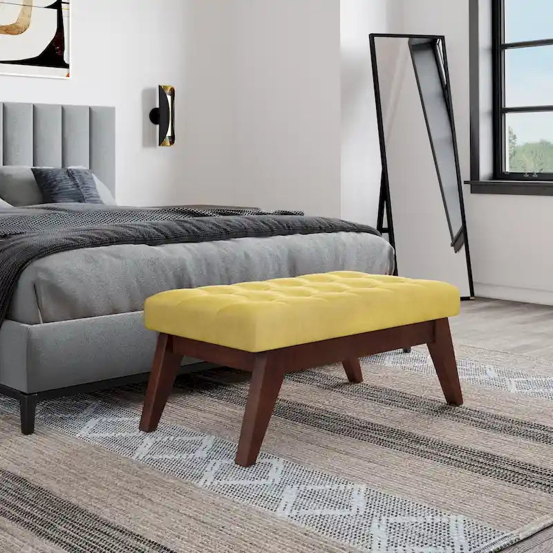 40-Inch Mid-Century Modern Tufted Rectangle Ottoman Bench
