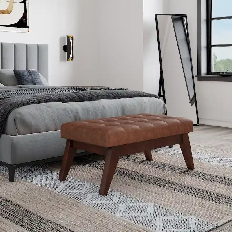 40-Inch Mid-Century Modern Tufted Rectangle Ottoman Bench