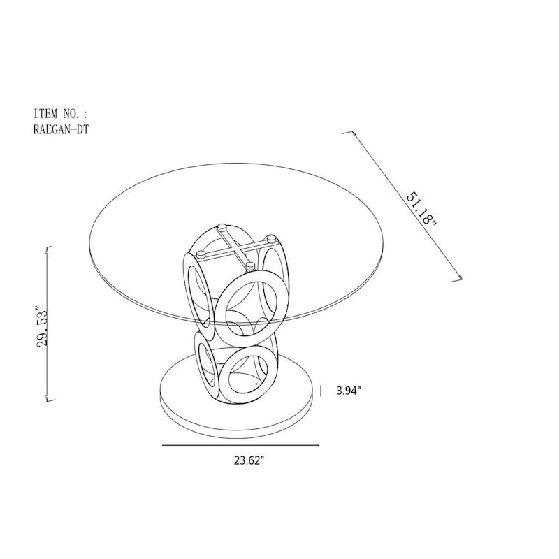 51-Inch Round Glass Dining Table with Laser Cut Pedestal Base