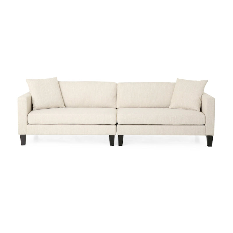Contemporary Fabric 4-Seat Sofa with Accent Pillows