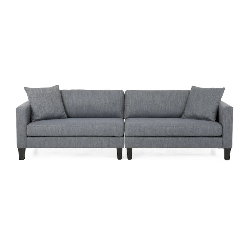 Contemporary Fabric 4-Seat Sofa with Accent Pillows