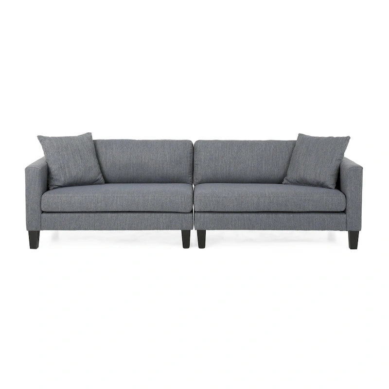Contemporary Fabric 4-Seat Sofa with Accent Pillows