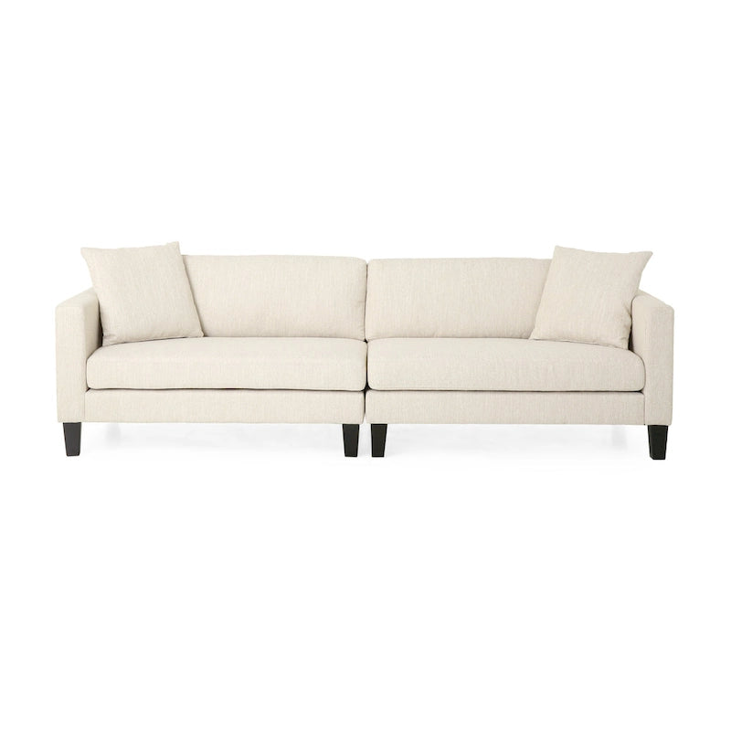 Contemporary Fabric 4-Seat Sofa with Accent Pillows