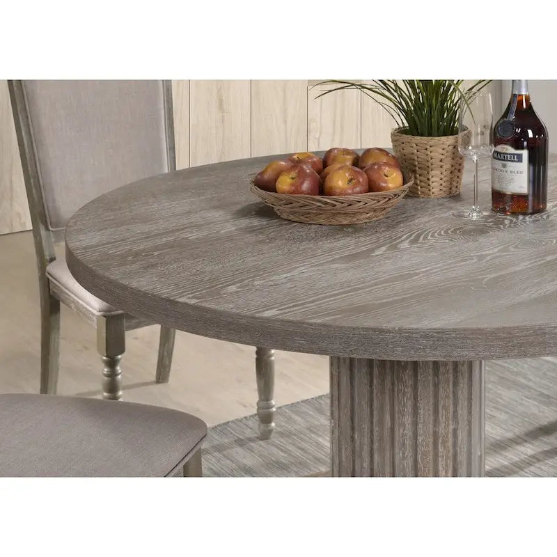 Round Wood Pedestal Dining Table in Reclaimed Grey - 47.2 inches