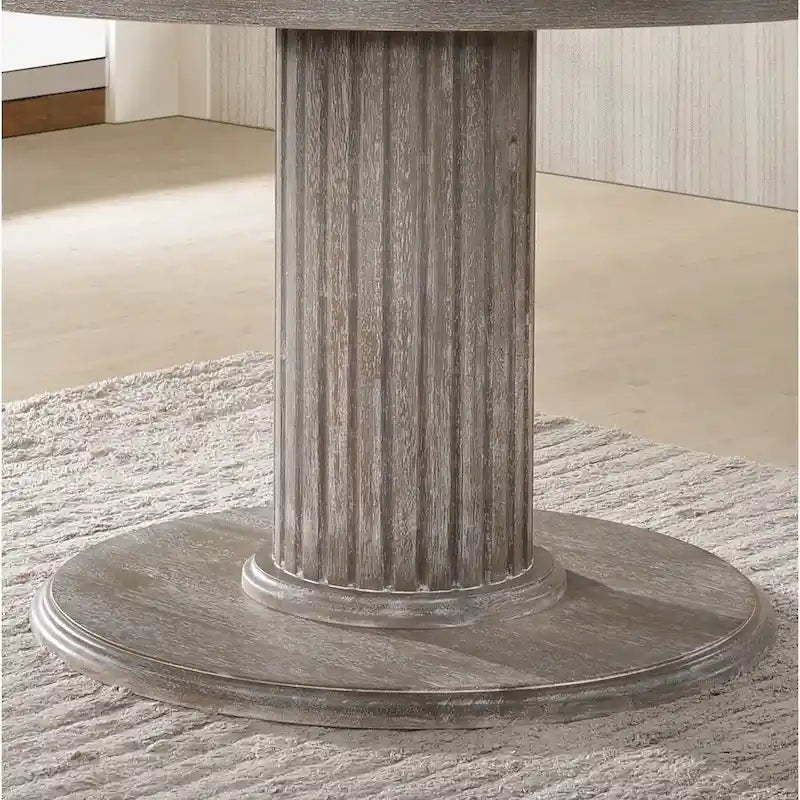 Round Wood Pedestal Dining Table in Reclaimed Grey - 47.2 inches
