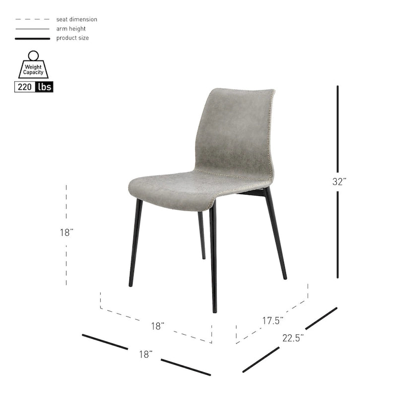 Jayden Faux Leather Dining Side Chair (Set of 2)