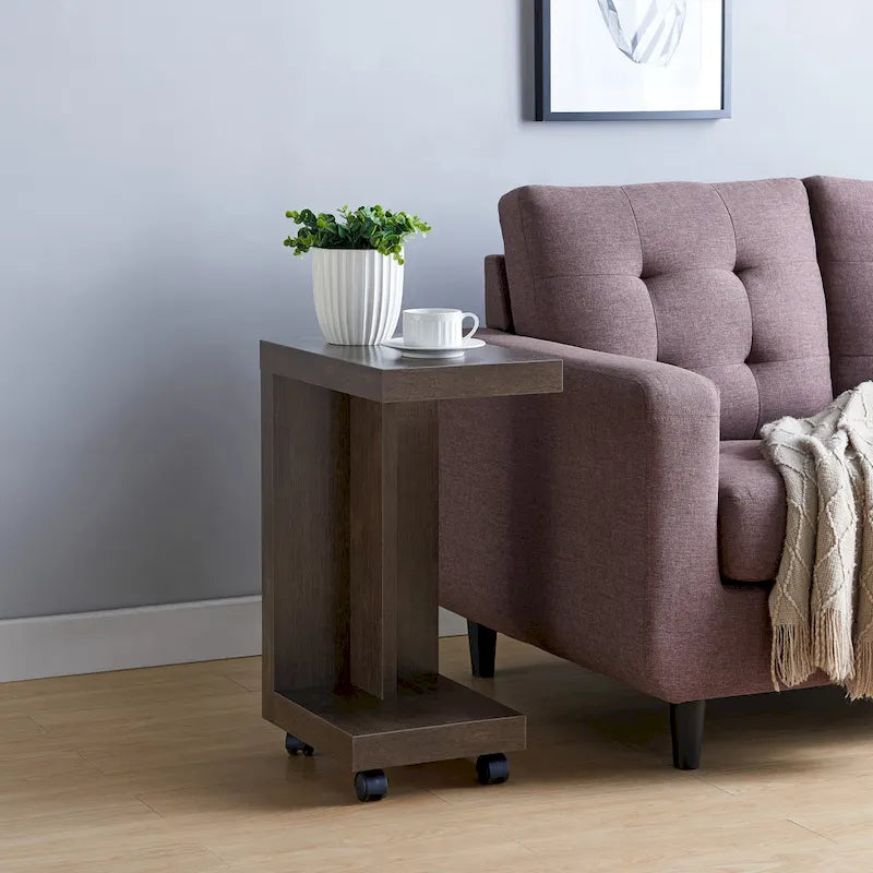 Modern Mobile 18-inch 1-Shelf Side Table with Caster Wheels
