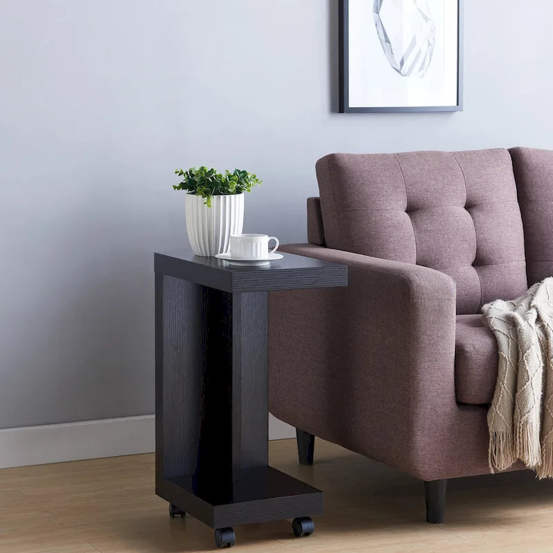 Modern Mobile 18-inch 1-Shelf Side Table with Caster Wheels