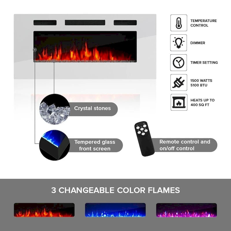 Electric Fireplace TV Stand with LED Lighting - 78.7 W