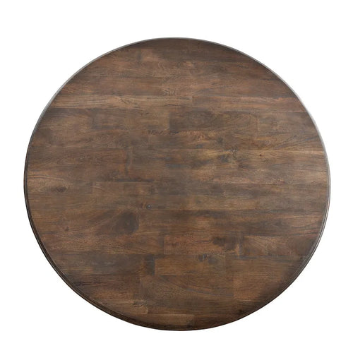Table à manger ronde en bois de manguier vieilli de 60 pouces
