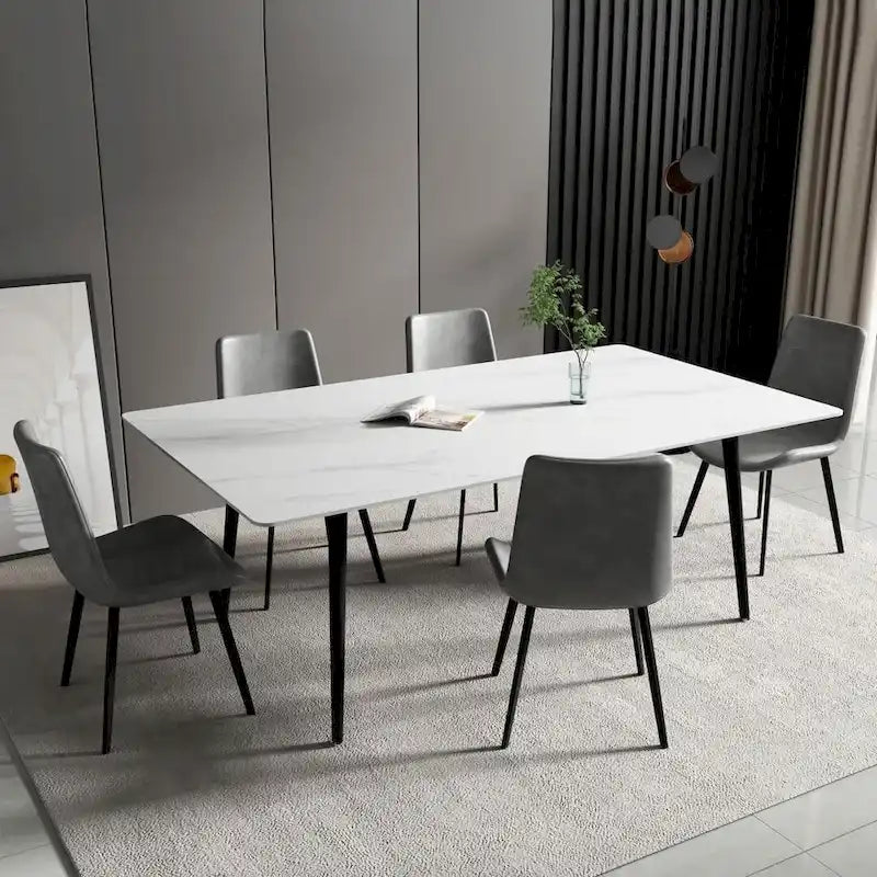 70.8-Inch Rectangle Dining Table with Stone Top
