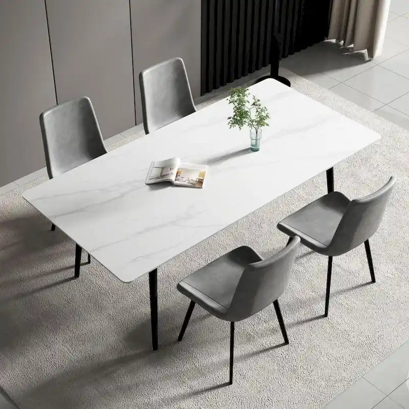 70.8-Inch Rectangle Dining Table with Stone Top