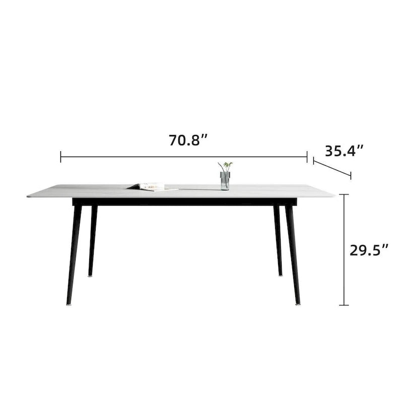 70.8-Inch Rectangle Dining Table with Stone Top
