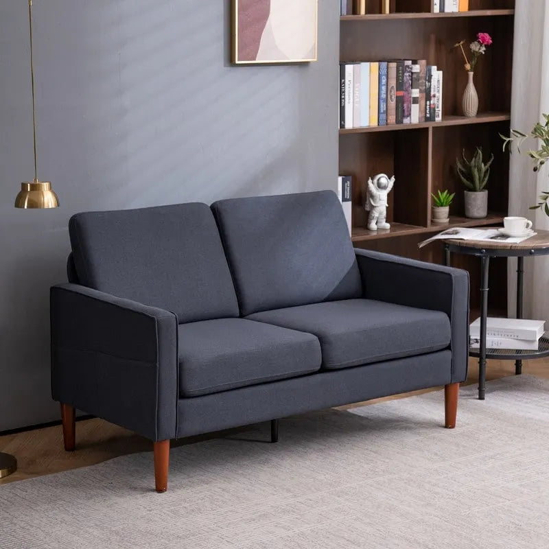 Linen Solid Wood Legs Loveseat