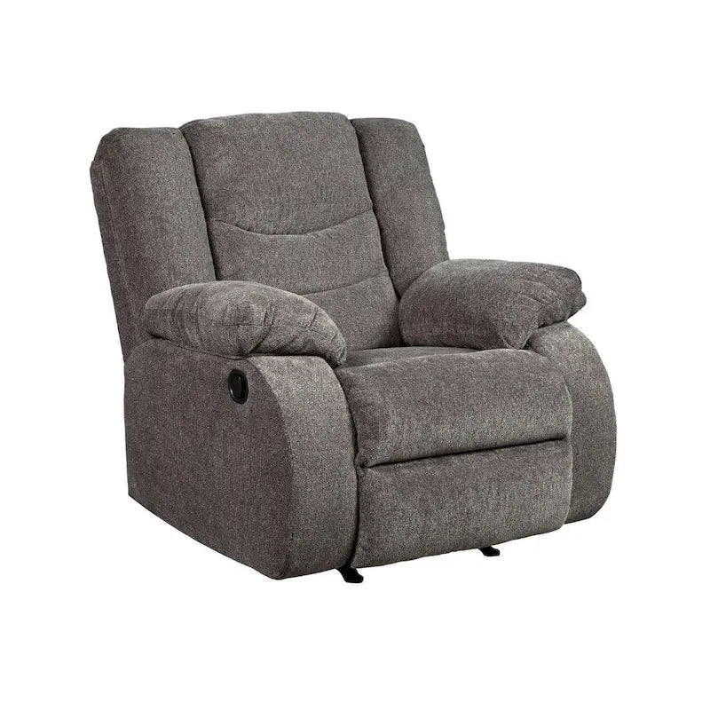 Contemporary Rocker Recliner in Gray Chenille