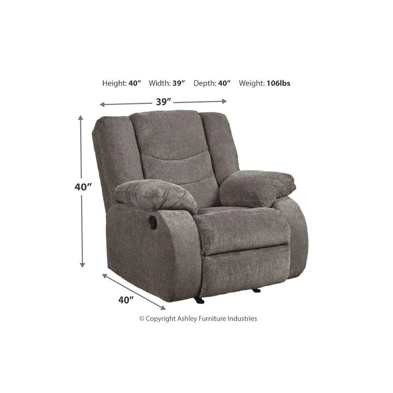 Contemporary Rocker Recliner in Gray Chenille