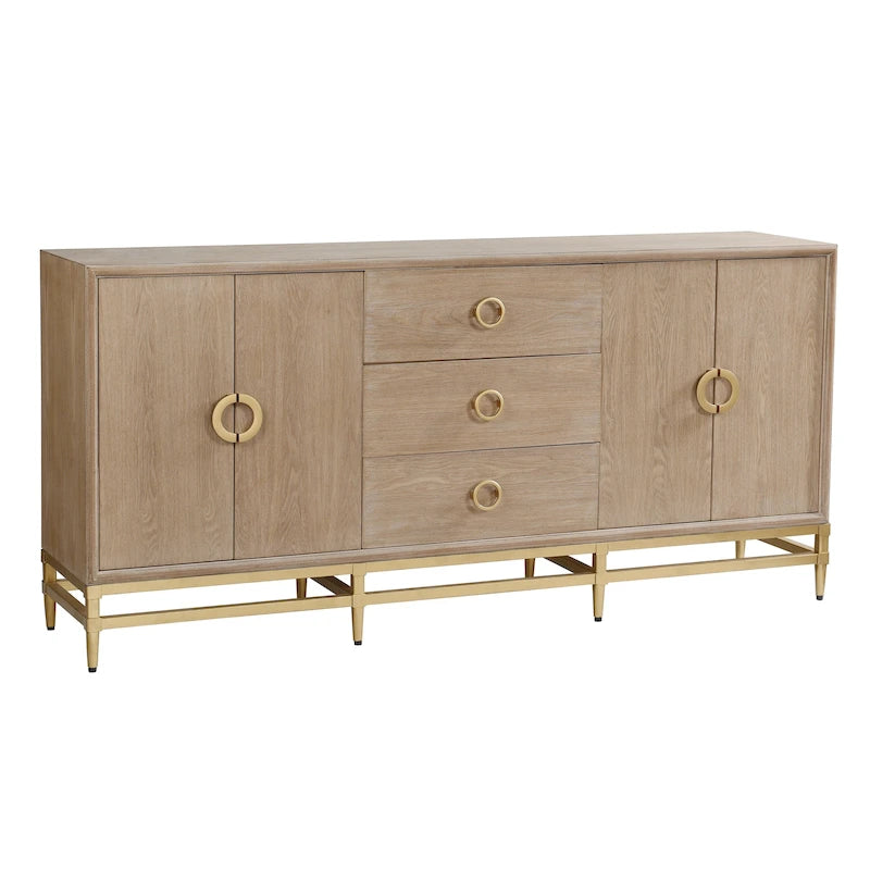 Augusta Credenza - 4 Door 3 Drawer Unit in Weathered Oak