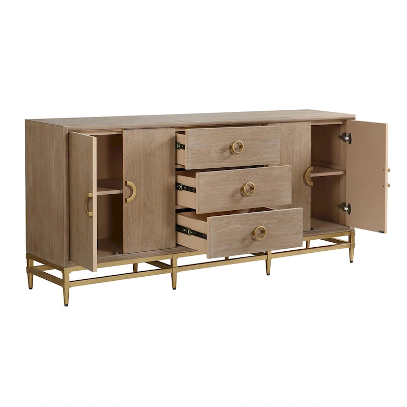 Augusta Credenza - 4 Door 3 Drawer Unit in Weathered Oak